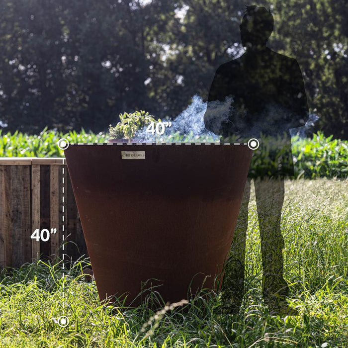 Arteflame XXL 40" One Series Flat-Top Charcoal Grill with Single Piece Corten Body