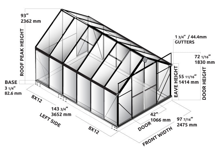 Grandio Ascent 8X8X12.ft Polycarbonate Greenhouse