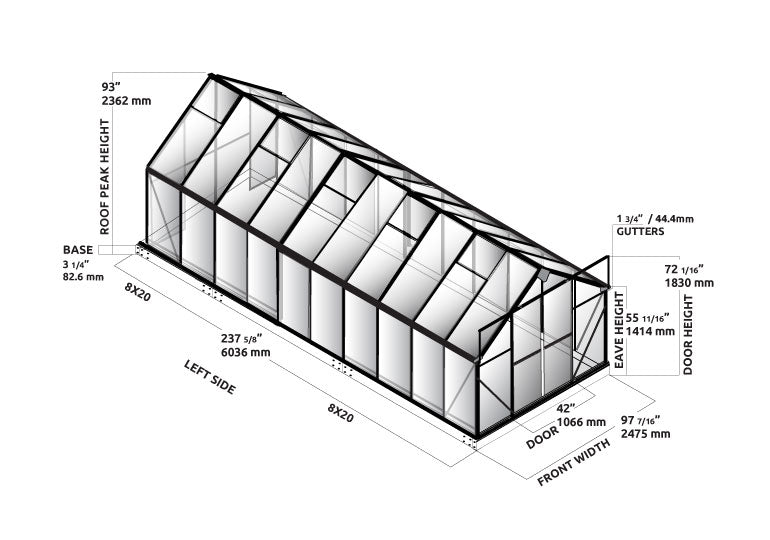 Grandio Ascent 8X8X20.ft Polycarbonate Greenhouse