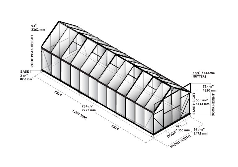 Grandio Ascent 8X8X24.ft Polycarbonate Greenhouse