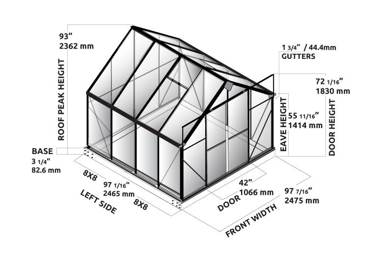 Grandio Ascent 8X8X8.ft Polycarbonate Greenhouse