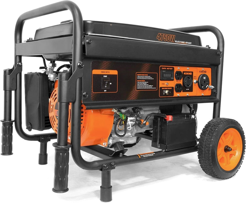 4750W Portable Gas Generator with Electric Start and Wheel Kit