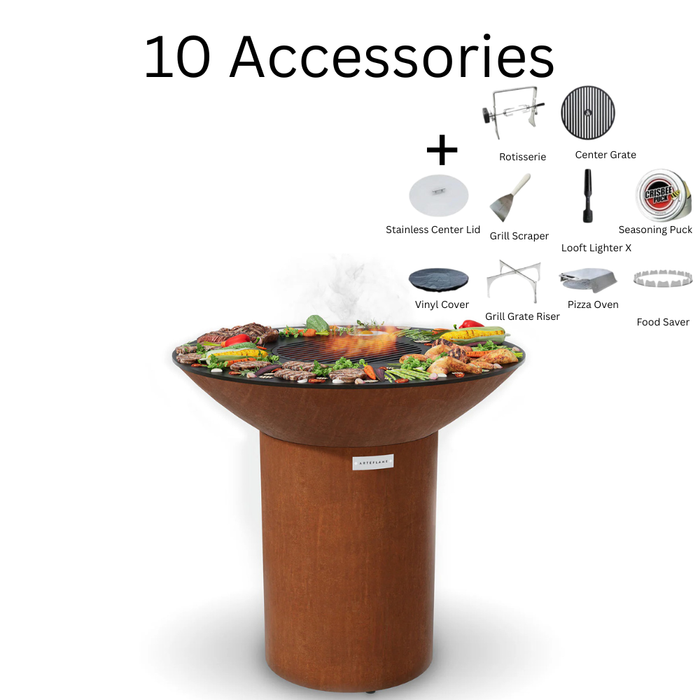 Arteflame XXL 40″ Corten Steel Flat-Top Grill with High Round Base