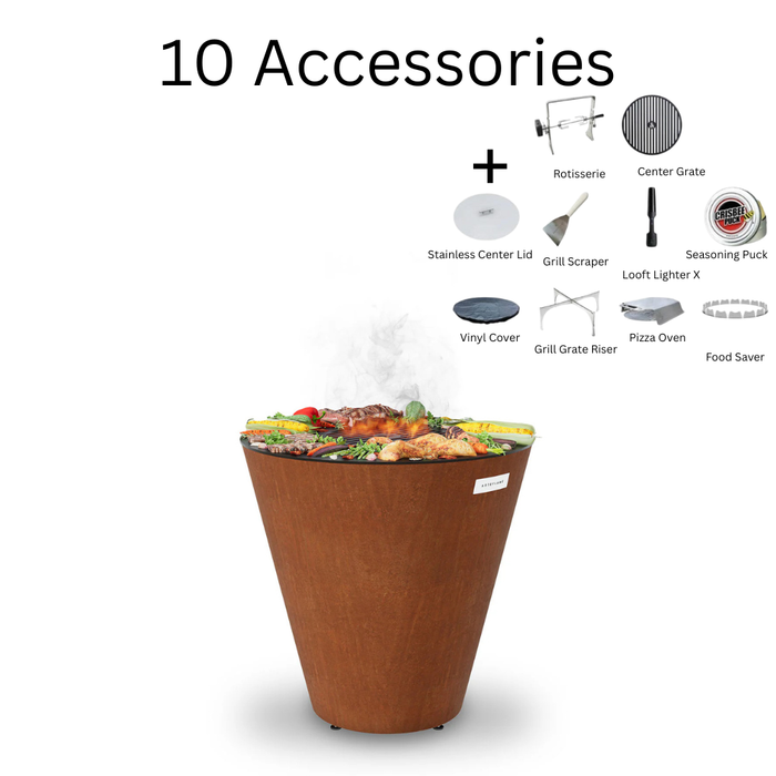 Arteflame XL 30" One Series Flat-Top Charcoal Grill with Single Piece Corten Steel