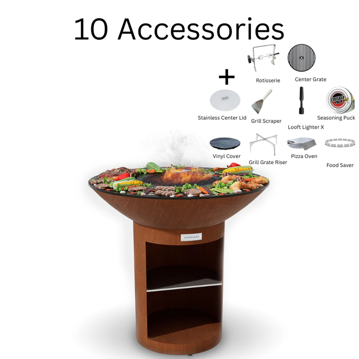 Arteflame XXL 40" Corten Steel Flat-Top Grill with Classic Storage Base