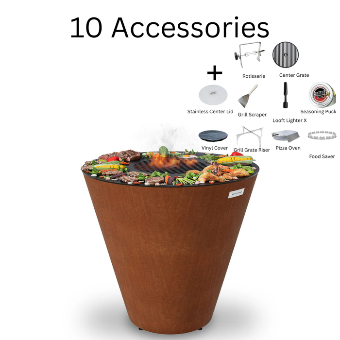 Arteflame XXL 40" One Series Flat-Top Charcoal Grill with Single Piece Corten Body