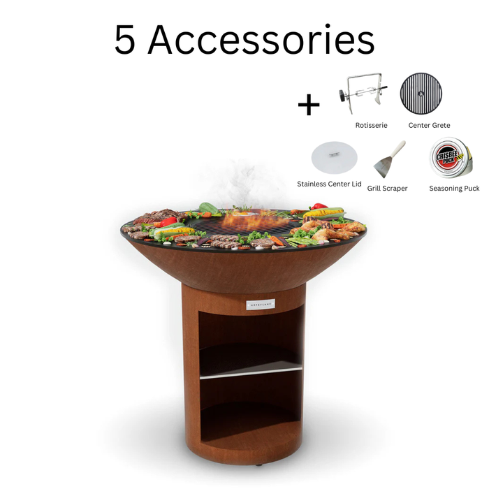 Arteflame XXL 40" Corten Steel Flat-Top Grill with Classic Storage Base