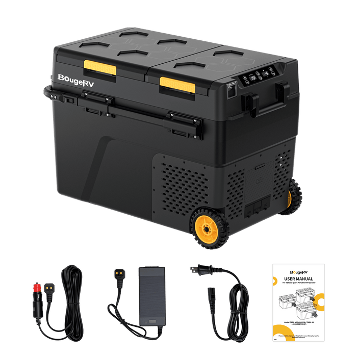 BougeRV CRD2 52QT Dual Zone 12V Portable Fridge Freezer