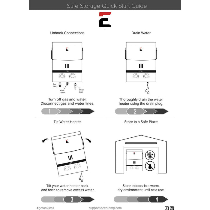 Eccotemp Bundle EL10-PS-LP Luxé Portable Outdoor Tankless Water Heater 3.0 GPM with/ EccoFlo Diaphragm 12V Pump and Strainer - BELOW  $498