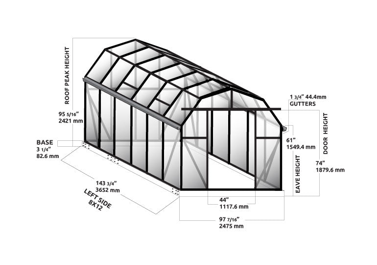 Grandio Elite 8X8X12.ft Polycarbonate Greenhouse