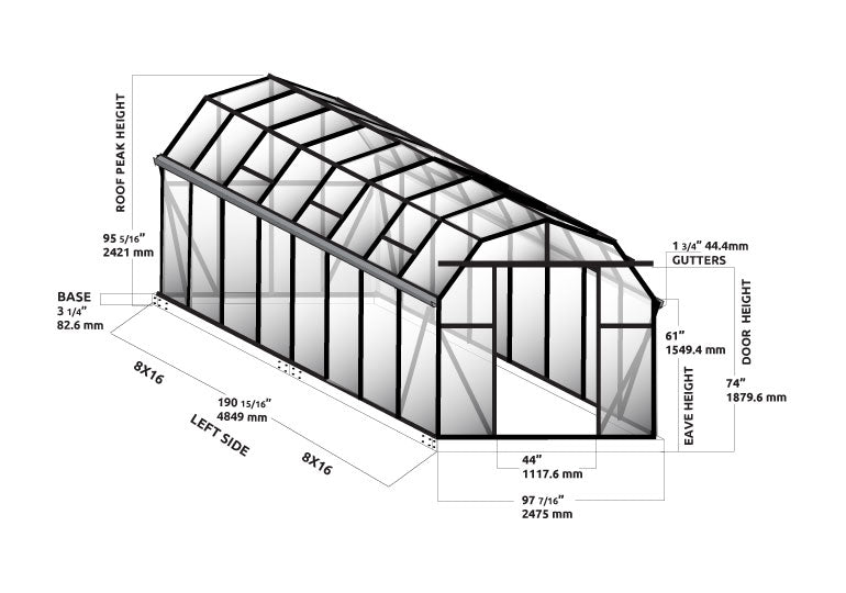 Grandio Elite 8X8X16.ft Polycarbonate Greenhouse