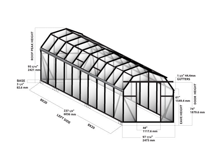 Grandio Elite 8X8X20.ft Polycarbonate Greenhouse