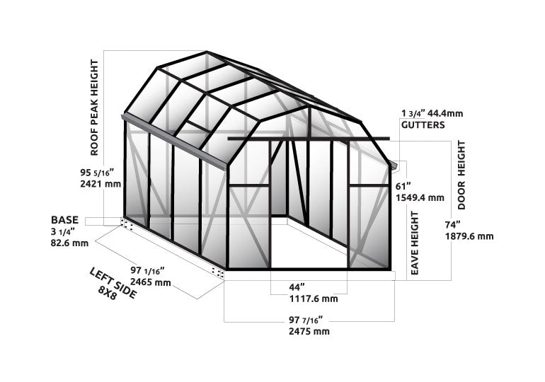 Grandio Elite 8X8X8.ft Polycarbonate Greenhouse