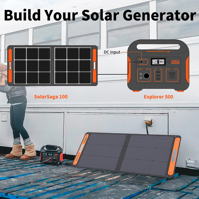 Jackery 500 Portable Solar Generator with SolarSaga 100W