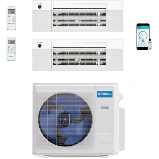 MRCOOL DIY Mini Split - 3 Zone 27K BTU Condenser + 12K & 18K BTU Ceiling Cassette Appliance Package