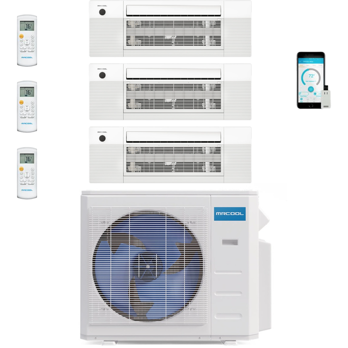 MRCOOL DIY Mini Split - 4 Zone 36K BTU Condenser + (1x) 9K & (2x) 12K BTU Ceiling Cassette Appliance Package