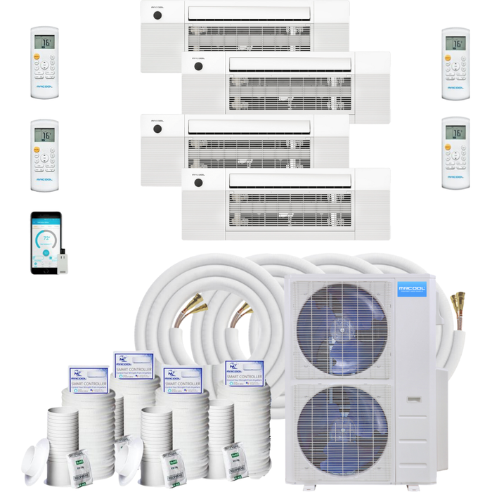 MRCOOL DIY Mini Split - 5 Zone 48K BTU Condenser + (3x) 9K & (1x) 12K BTU Ceiling Cassette + 4x 25ft Pre-Charged Line Set Appliance Package