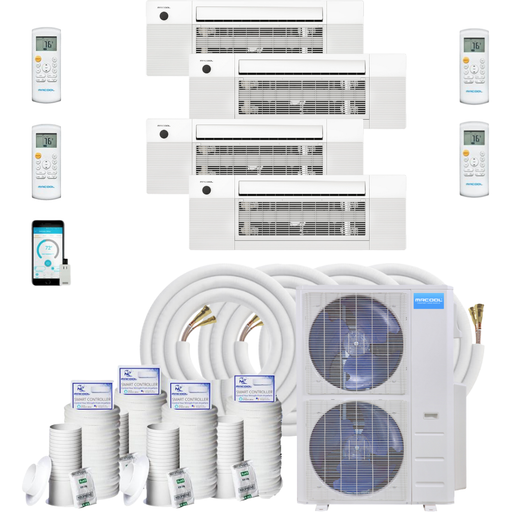 MRCOOL DIY Mini Split - 5 Zone 48K BTU Condenser + 4x 12K BTU Ceiling Cassette + 4x 16ft Pre-Charged Line Set Appliance Package