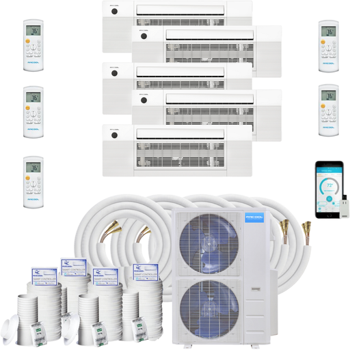 MRCOOL DIY Mini Split - 5 Zone 48K BTU Condenser + (4x) 9K & (1x) 12K BTU Ceiling Cassette + 5x 25ft Pre-Charged Line Set Appliance Package