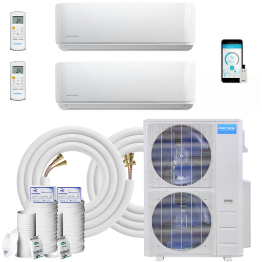 MRCOOL DIY Mini Split - 5 Zone Condenser + 230V 18K & 24K BTU Ductless Mini-Split Air Handler + 2x 25ft Line Set Appliance Package