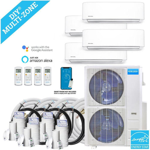 MRCOOL DIY Mini Split - 5 Zone Condenser + 230V (2x) 9K, (1x) 12K & (1x) 24K BTU Wall Mount Air Handler + 4x 35ft Line Set Appliance Package