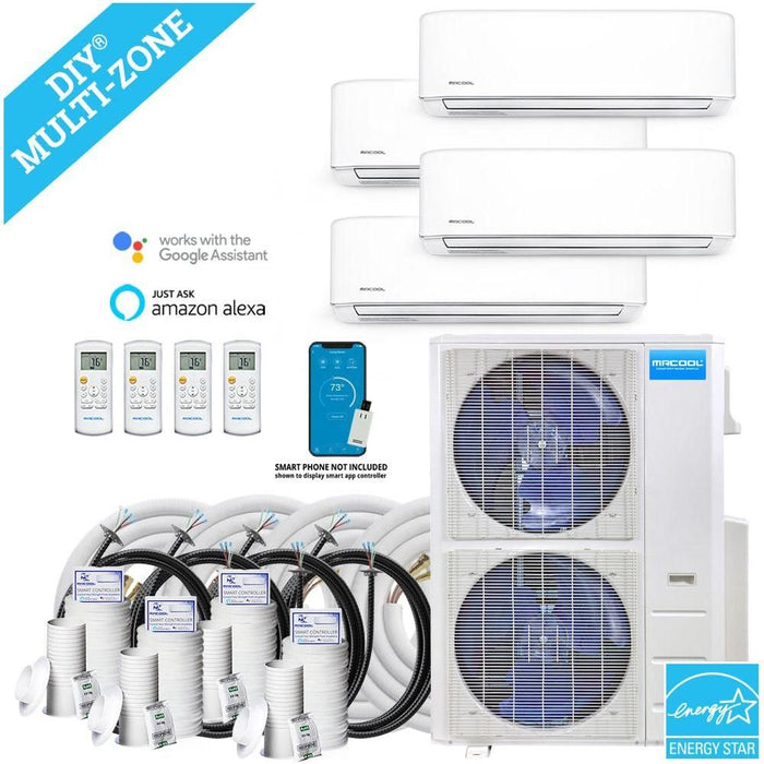 MRCOOL DIY Mini Split - 5 Zone Condenser + 230V (2x) 9K, (1x) 12K & (1x) 24K BTU Wall Mount Air Handler + 4x 50ft Line Set Appliance Package