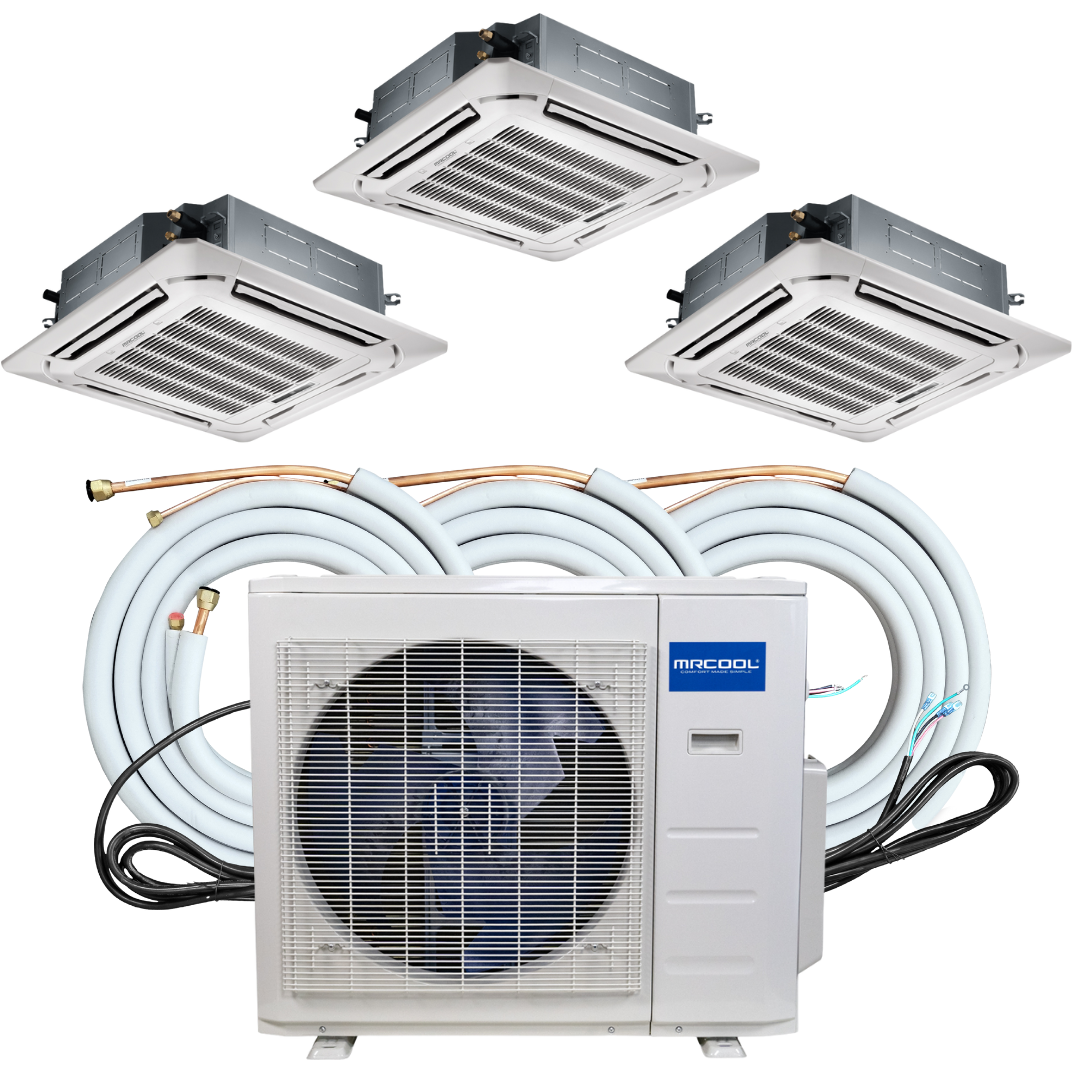 MRCOOL Olympus Mini Split - 36K BTU 3 Zone Ductless Ceiling Cassette, Heat Pump and 16 ft. Flared Lineset