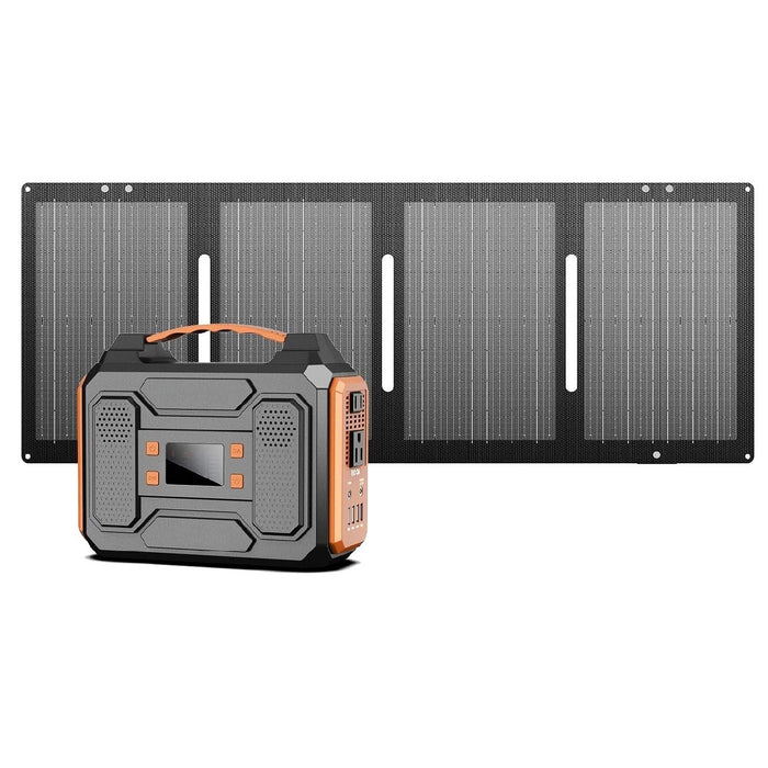 Portable Solar Generator 300W with 60W Panel 280Wh Lithium Battery Orange