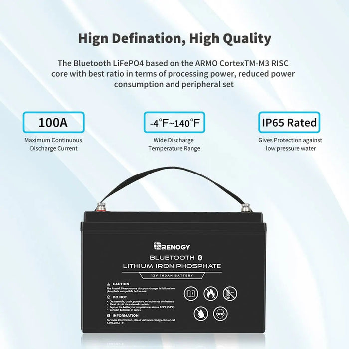 Renogy 12V 100Ah Lithium Iron Phosphate Battery with Bluetooth