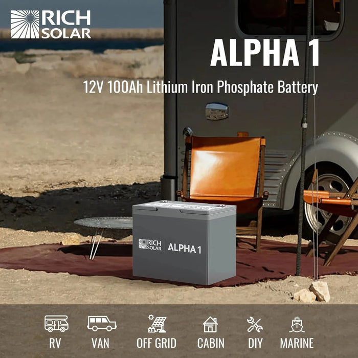 Rich Solar 12V 100Ah LiFePO4 Lithium Iron Phosphate Battery w/ Internal Heating and Bluetooth Function