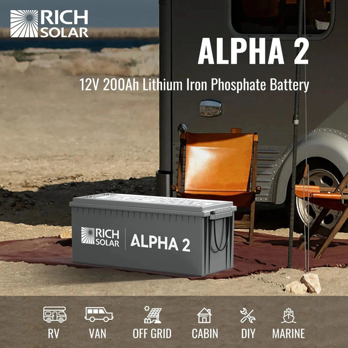 Rich Solar 12V 200Ah LiFePO4 Lithium Iron Phosphate Battery w/ Internal Heating and Bluetooth Function